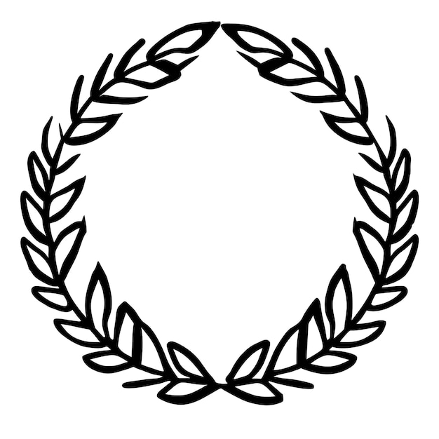 Vetor silhueta circular de laurel foliado e coroas de trigo representando uma conquista de prêmio