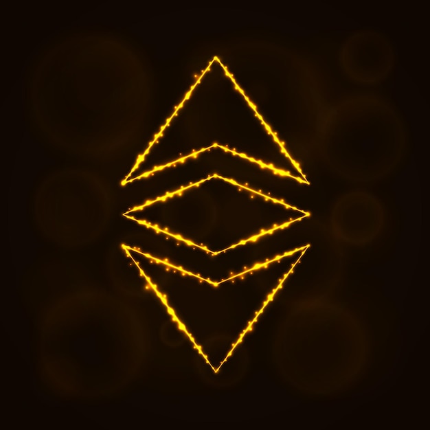 Silhueta clássica da moeda ethereum de luzes