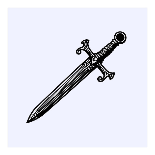 Silhueta clássica de espada com inclinação detalhada