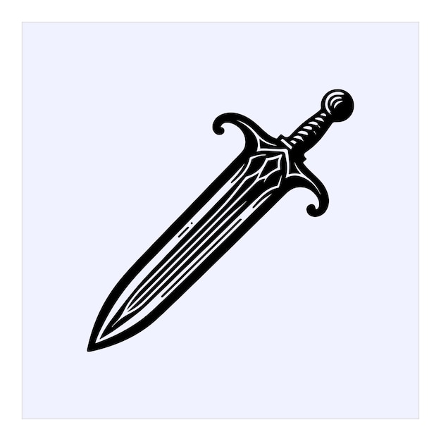 Silhueta clássica de espada com inclinação detalhada