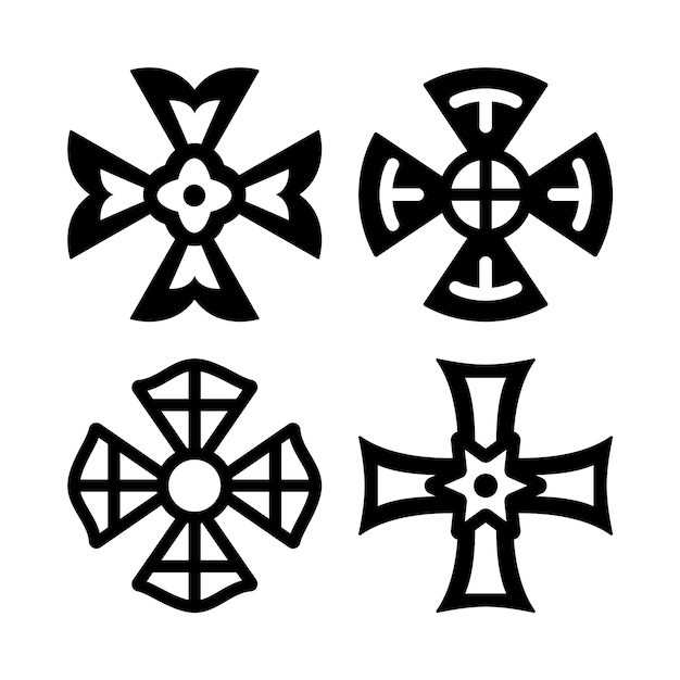 Silhueta da coleção de cruzes maltesas desenhada à mão
