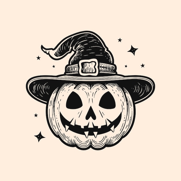 Silhueta de abóbora de Halloween desenhada à mão