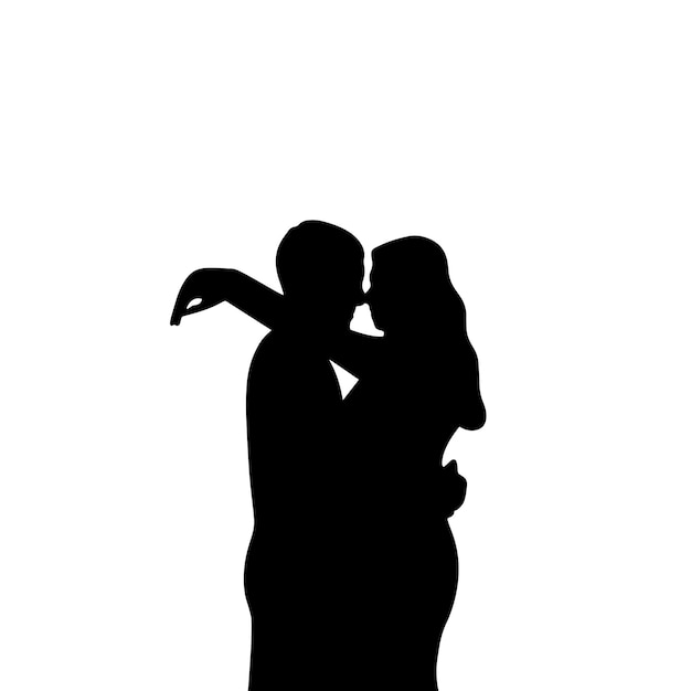 Silhueta de amantes abraçando o abraço de um homem e uma mulher ilustração vetorial