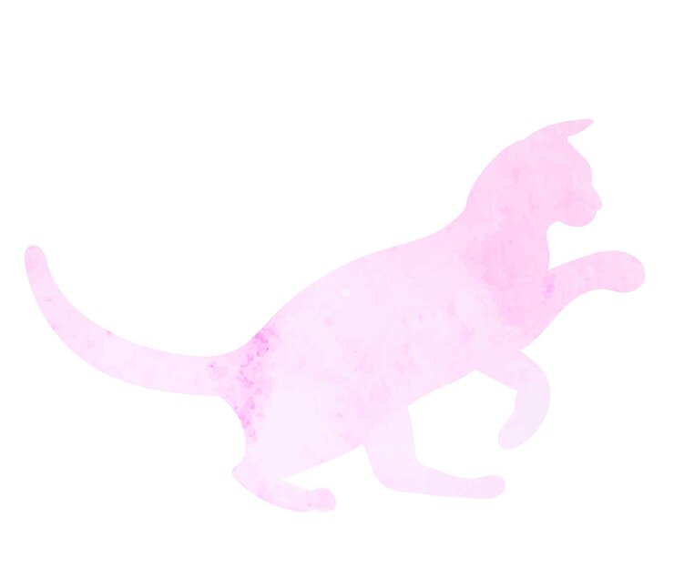 Vetor silhueta de aquarela de gato em fundo branco, isolado, vetor