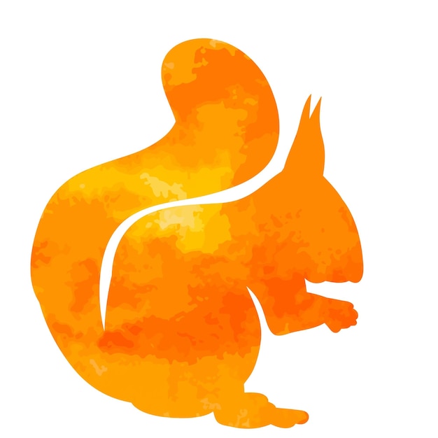 Silhueta de aquarela ícone de esquilo