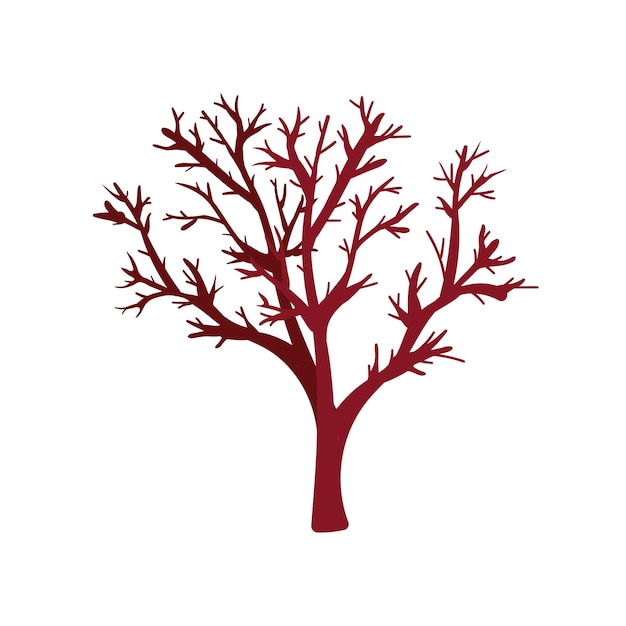 Silhueta de árvore na ilustração vetorial de fundo branco
