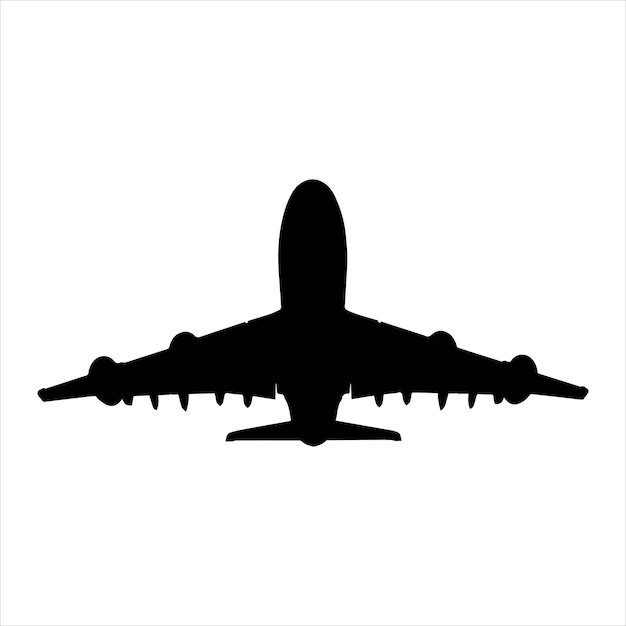 Vetor silhueta de avião preto isolado na ilustração vetorial de fundo branco