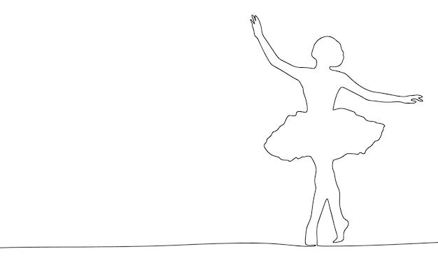 Silhueta de bailarina conceito de banner de balé de dança vetor de minimalismo contínuo de uma linha