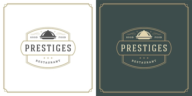Silhueta de bandeja de prato de ilustração de vetor de design de logotipo de restaurante