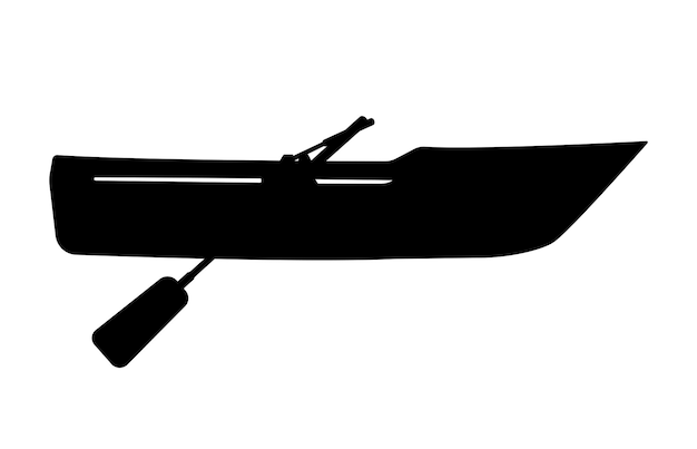 Silhueta de barco a remo de truta Barco de madeira com ilustração de remos