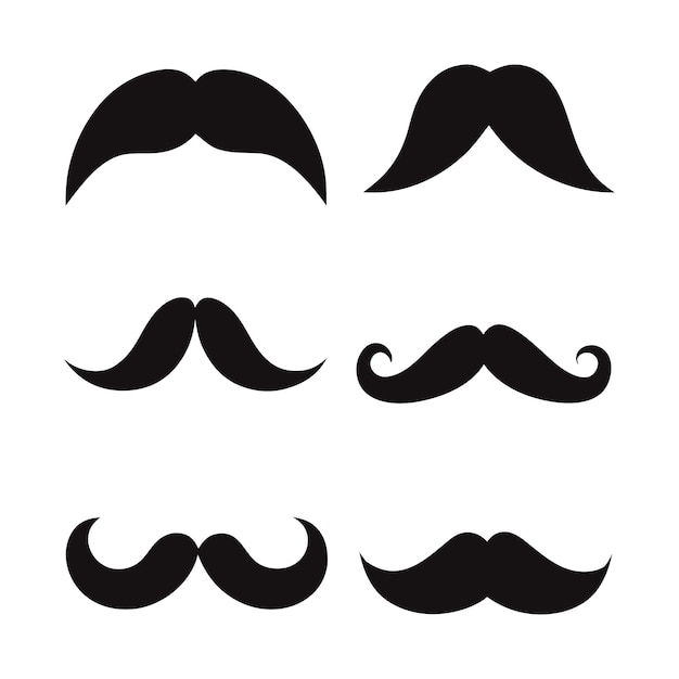 Silhueta de bigode em conjunto vetorial