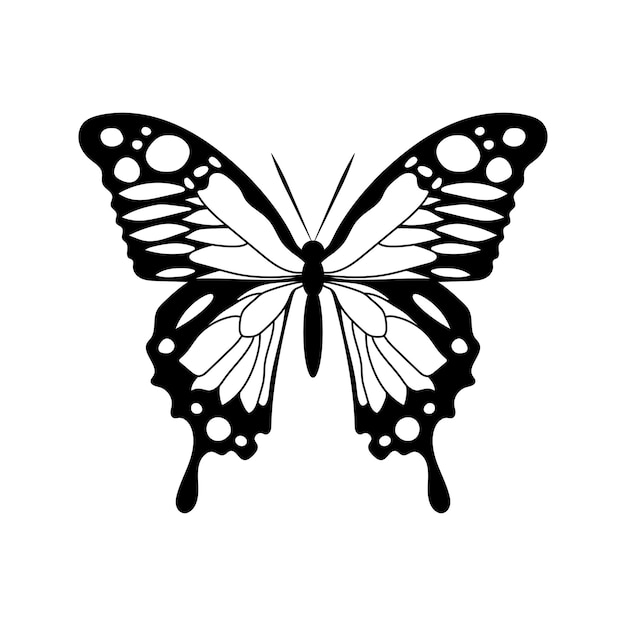 Silhueta de borboleta com design de borboleta monarca desenhado à mão