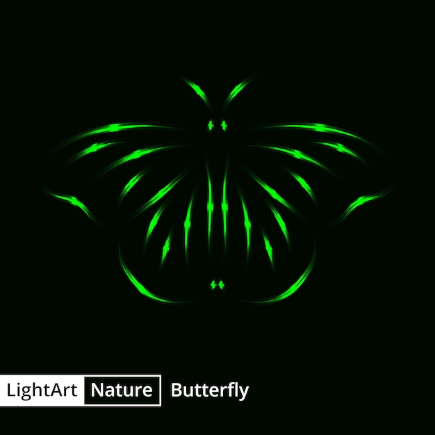 Silhueta de borboleta de luzes no fundo preto