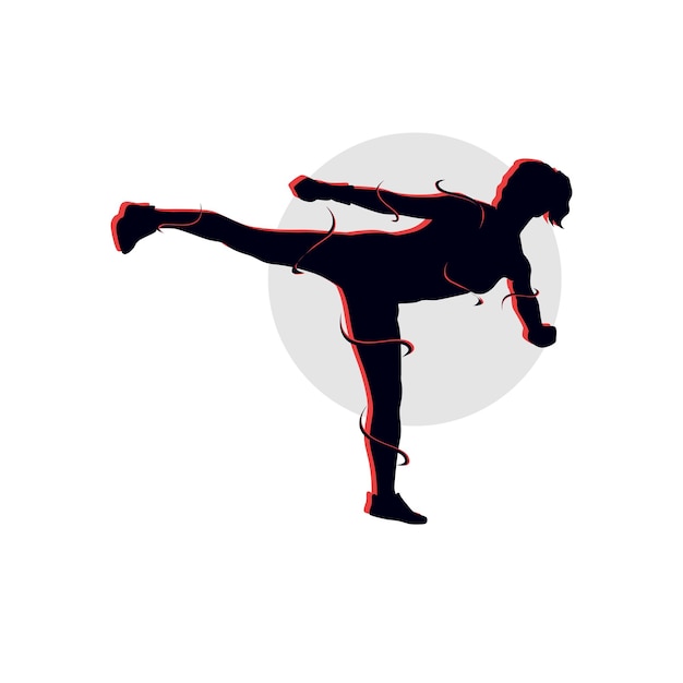 Silhueta de boxe em design de logotipo de luta