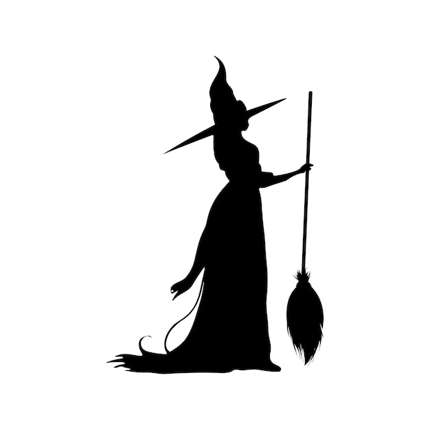 Silhueta de bruxa elemento de halloween clip art ícone caldeirão de cabo de vassoura