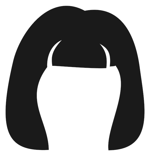 Vetor silhueta de cabelo feminino preto ícone de corte de cabelo da moda isolado em fundo branco