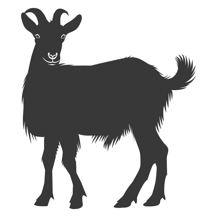 Vetor silhueta de cabra animal cor preta apenas corpo inteiro