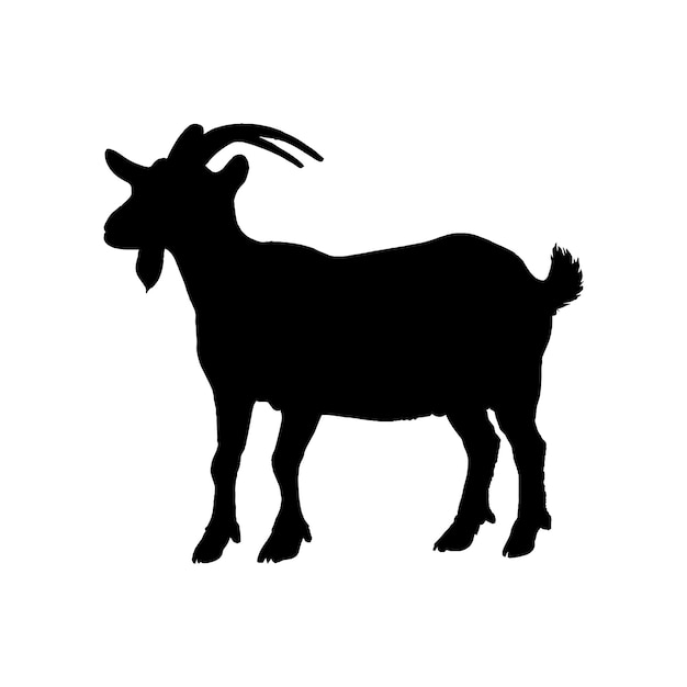 Silhueta de cabra isolada em ilustração vetorial de fundo branco