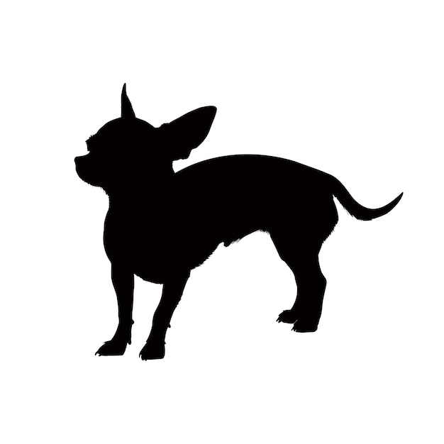 Silhueta de cachorro chihuahua isolada em uma ilustração vetorial de fundo branco