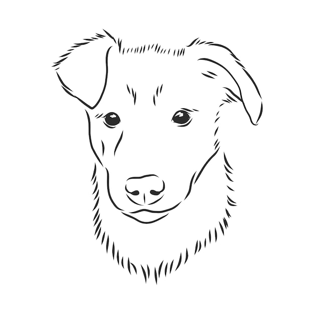 Silhueta de cachorro simples. ilustração vetorial retrato de um cachorro, ilustração de desenho vetorial