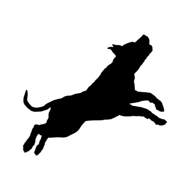 Silhueta de cão cão american pit bull terrier salto raças logotipo monograma vetor