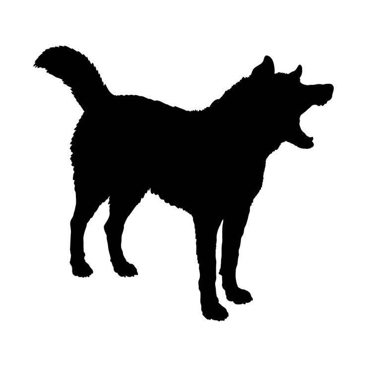 Vetor silhueta de cão cão ladra raças logotipo monograma vetor