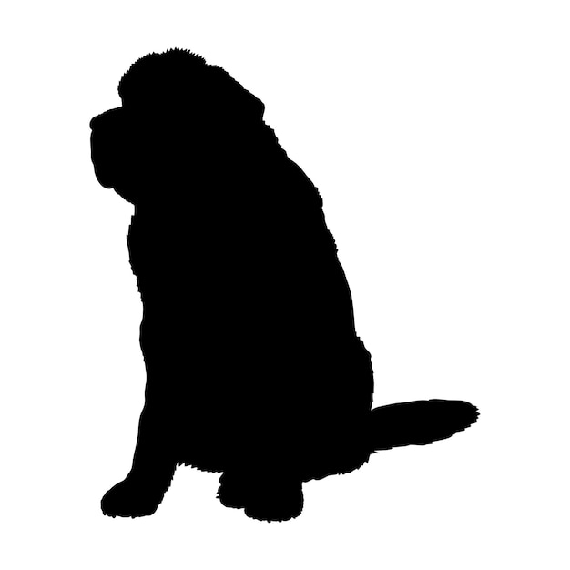 Vetor silhueta de cão cão newfoundland raças logotipo monograma vetor
