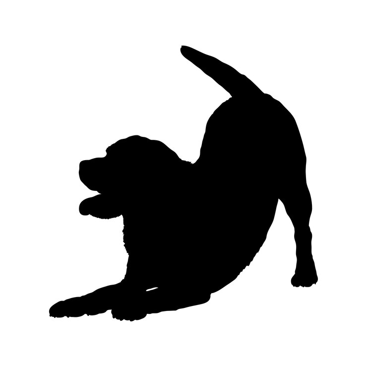 Vetor silhueta de cão labrodore jogando raças de cães logo monograma vetor