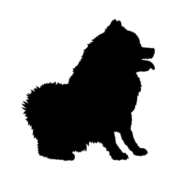 Silhueta de cão raças de cão logotipo monograma de cão vetor de rosto de cão cão sentado deitado pomeranian