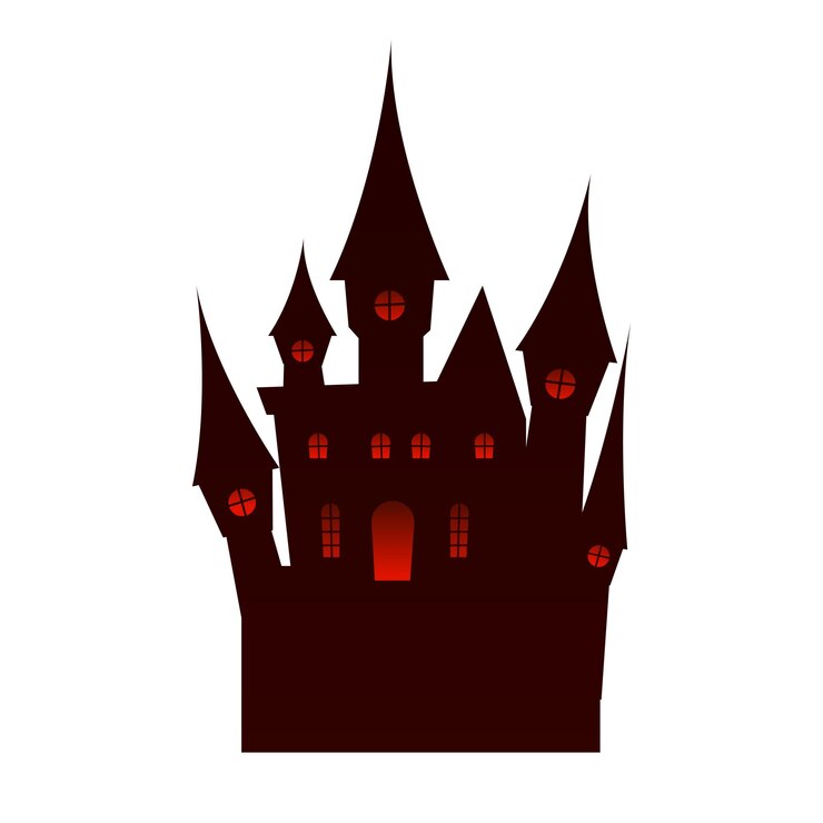 Vetor silhueta de casa assombrada de halloween mansions de halloween