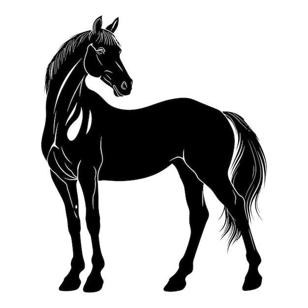 Vetor silhueta de cavalo corpo inteiro cor preta apenas
