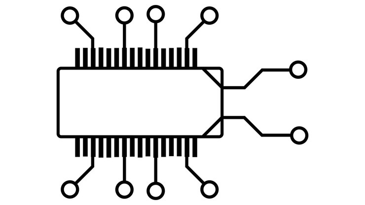 Vetor silhueta de chip esquemático isométrico simples ou componente para microcircuitos isolados em fundo branco vetor de clipart técnico