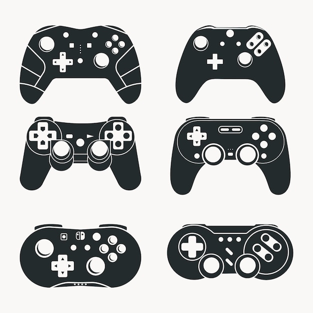 Vetor silhueta de controlador de jogo, joystick de videogame, dispositivo de jogo. ilustração em vetor de console de jogo.
