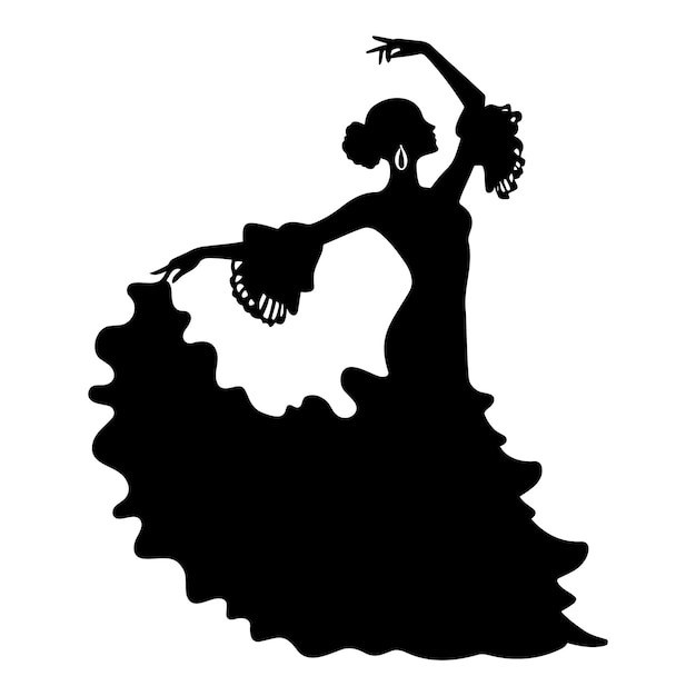 Vetor silhueta de dançarina de flamenco mulher ilustração vetorial