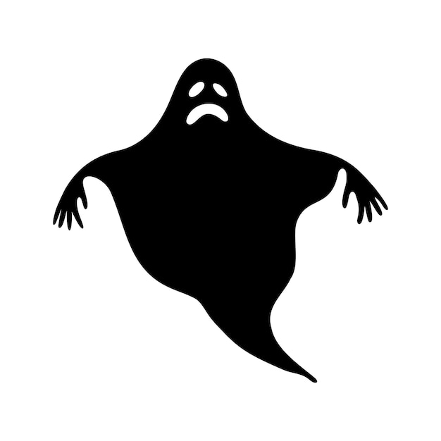 Silhueta de desenho animado de um fantasma ilustração vetorial do elemento de design de halloween