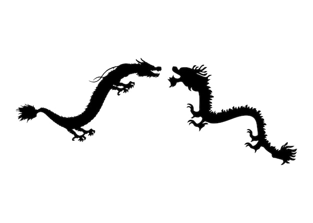 Vetor silhueta de dragão preto do ano novo chinês