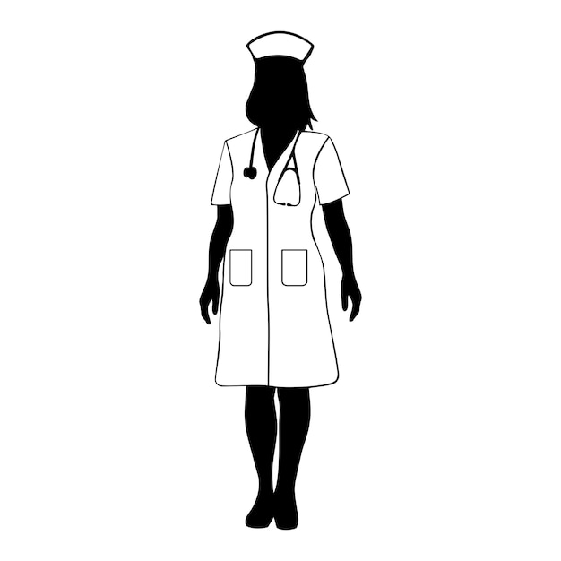 Silhueta de enfermeira mulher ilustração vetorial