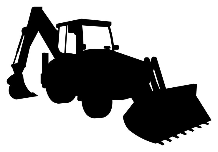 Vetor silhueta de equipamentos de construção tractor para obras de terra máquinas e equipamentos industriais