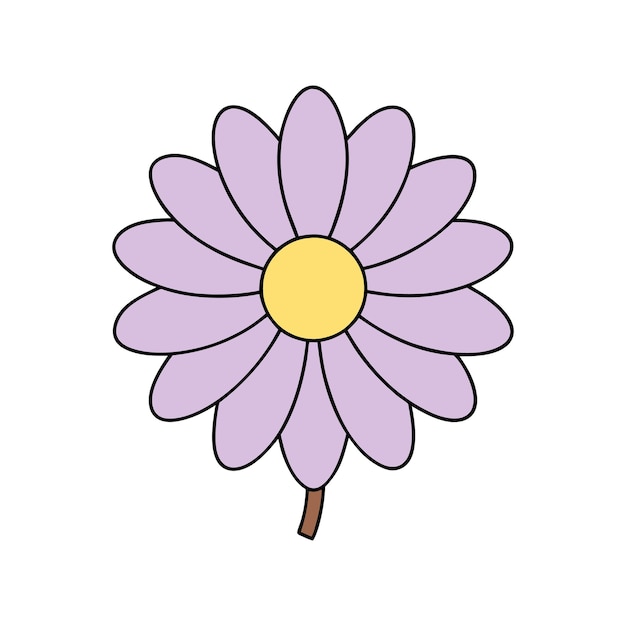 Silhueta de flor de margarida rosa desenhada à mão