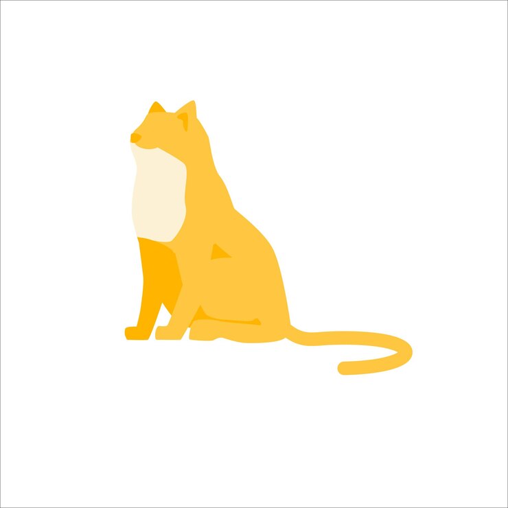 Vetor silhueta de gato amarelo elegante isolada em fundo branco mamífero animal de estimação bonito sentado