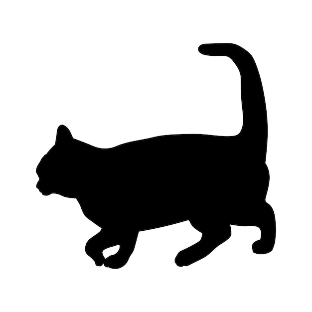 Silhueta de gato cria vetor de monograma de logotipo de gato