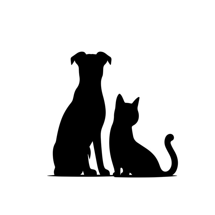 Vetor silhueta de gato e cão desenho vetorial de ícone de logotipo de gato e cachorro
