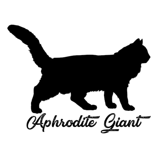 Vetor silhueta de gato gigante de afrodite cria vetor de monograma de logotipo de gato