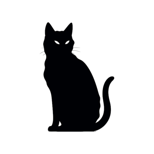 Vetor silhueta de gato preto em estilo minimalista de halloween