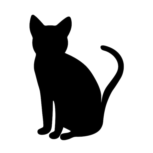 Vetor silhueta de gato sentado ilustração vetorial isolada