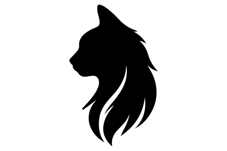 Vetor silhueta de gato vetor em estilo monocromático em fundo branco