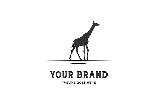 Silhueta de girafa simples e minimalista para o design de logotipo do wild safari zoo