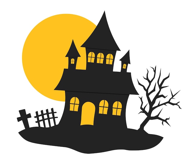 Silhueta de horror house halloween conceito ilustração vetorial em estilo simples