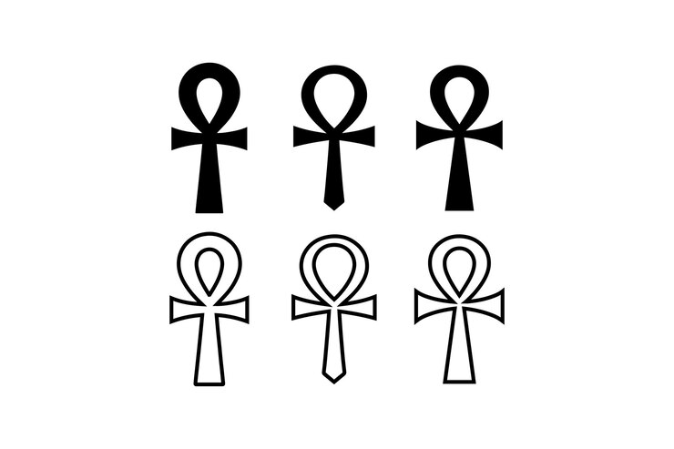 Vetor silhueta de ícone de ankh egípcio