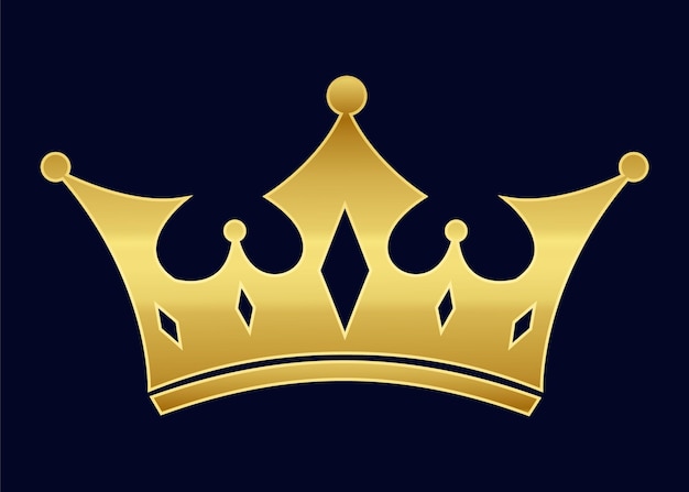 Silhueta de ícone de coroa de rei real de ouro de luxo